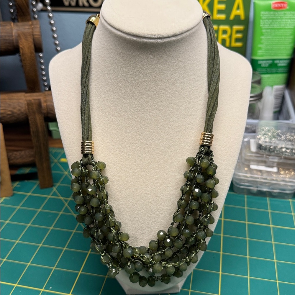 Olive Green Beaded Necklace